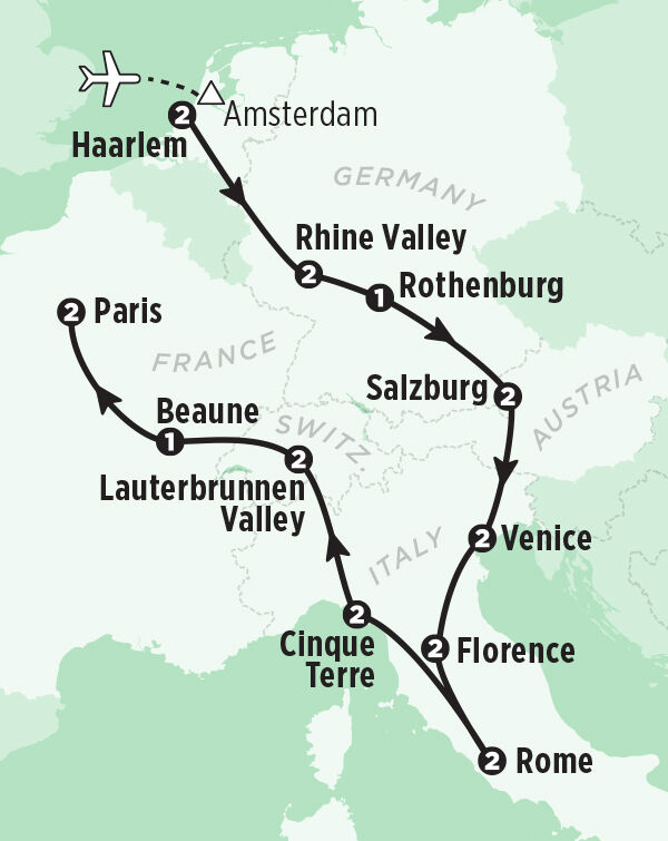 21-Day Europe Tour Map - Rick Steves